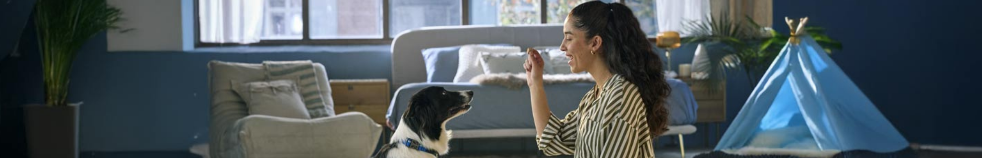 1440x320 long banner human and dog